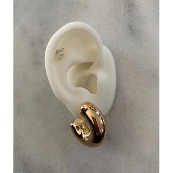 Gold Chunky Hoop Earrings Brand New - Picture 4 of 4